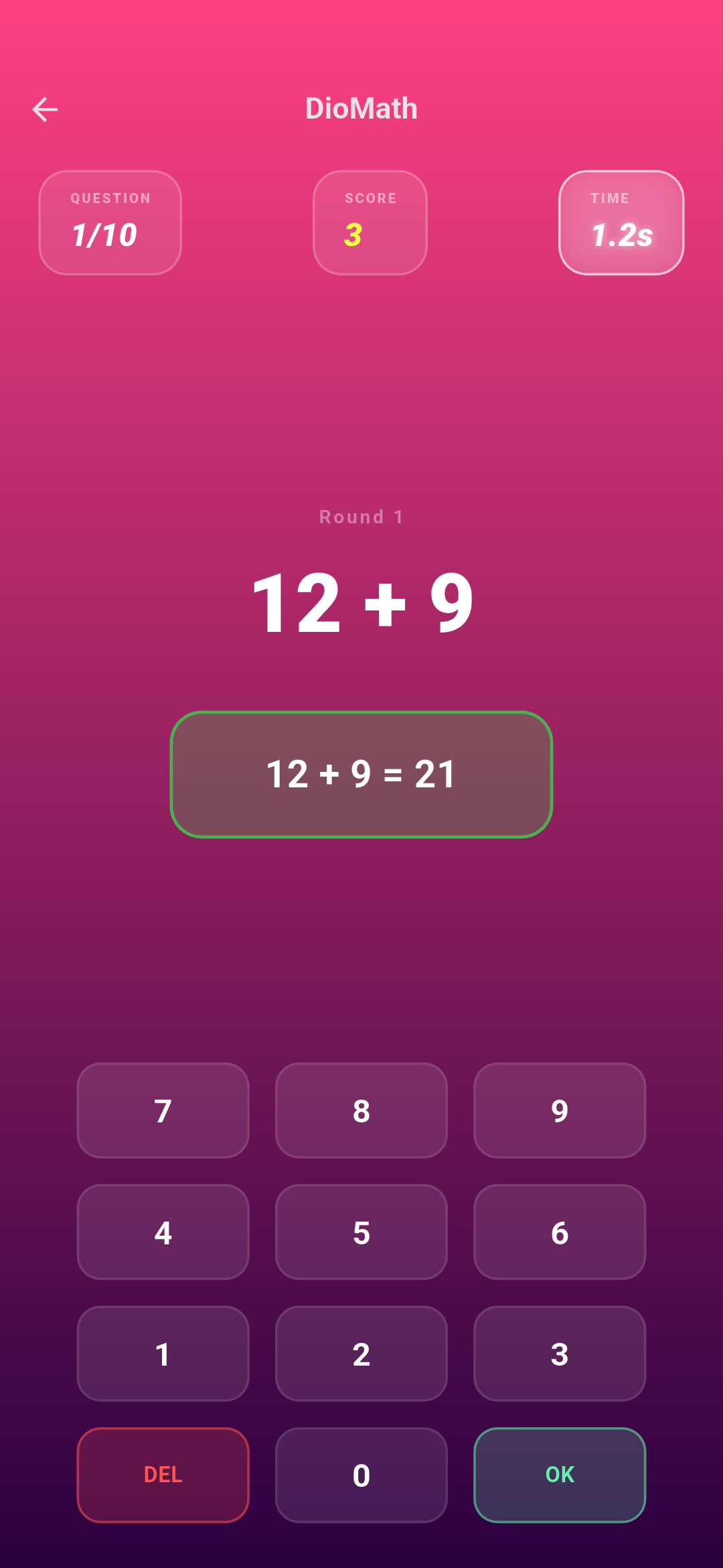 DioMath game screen